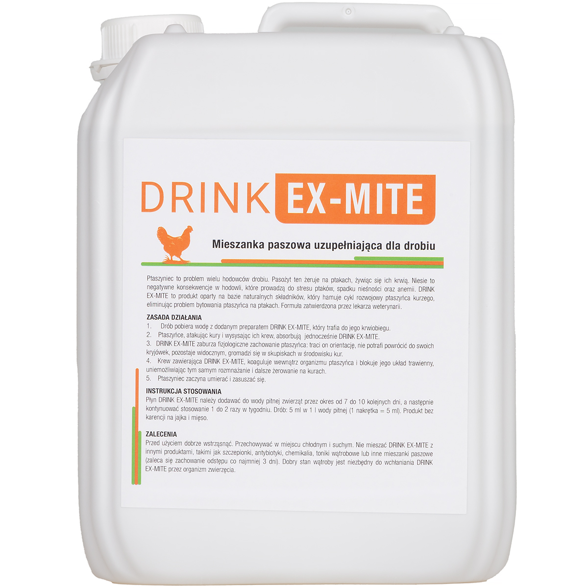 DRINK EX-MITE 5 L środek do wody pitnej na ptaszyńca kurzego