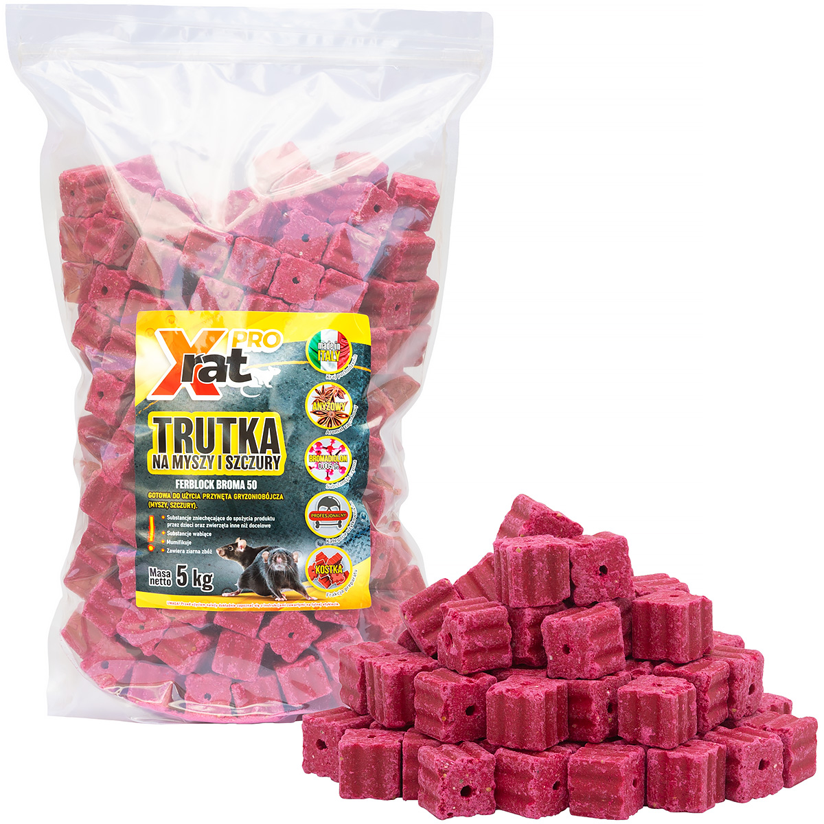 Trutka na szczury i myszy X-RAT PRO 5 kg kostka
