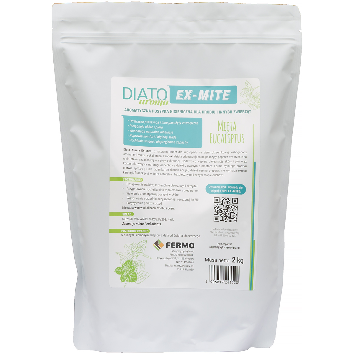 DIATO AROMA EX-MITE 2 kg aromatyczna posypka z ziemi okrzemkowej dla kur